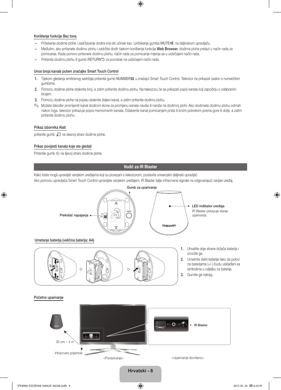 Vodič za ir blaster, Hrvatski - 8 | Samsung PS51D8000FS User Manual | Page 123 / 185