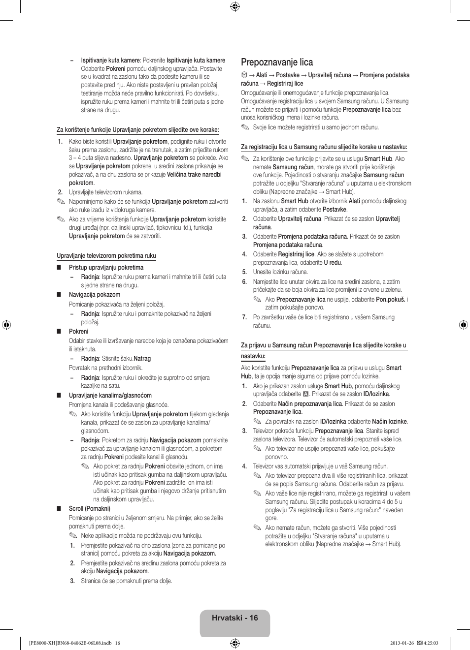 Prepoznavanje lica | Samsung PS51D8000FS User Manual | Page 131 / 185