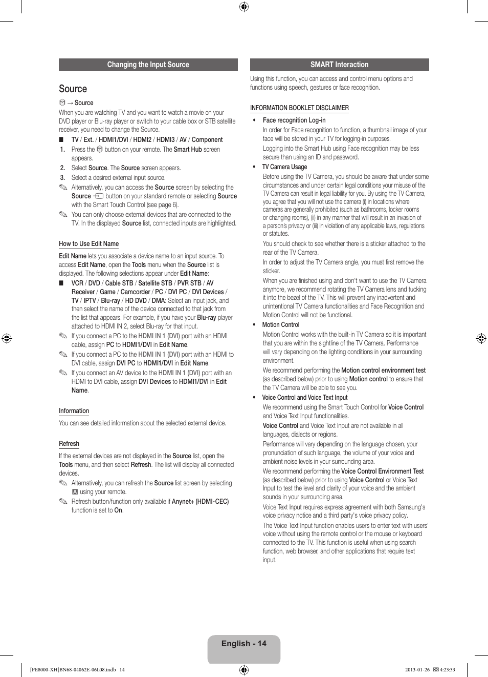 Source | Samsung PS51D8000FS User Manual | Page 14 / 185