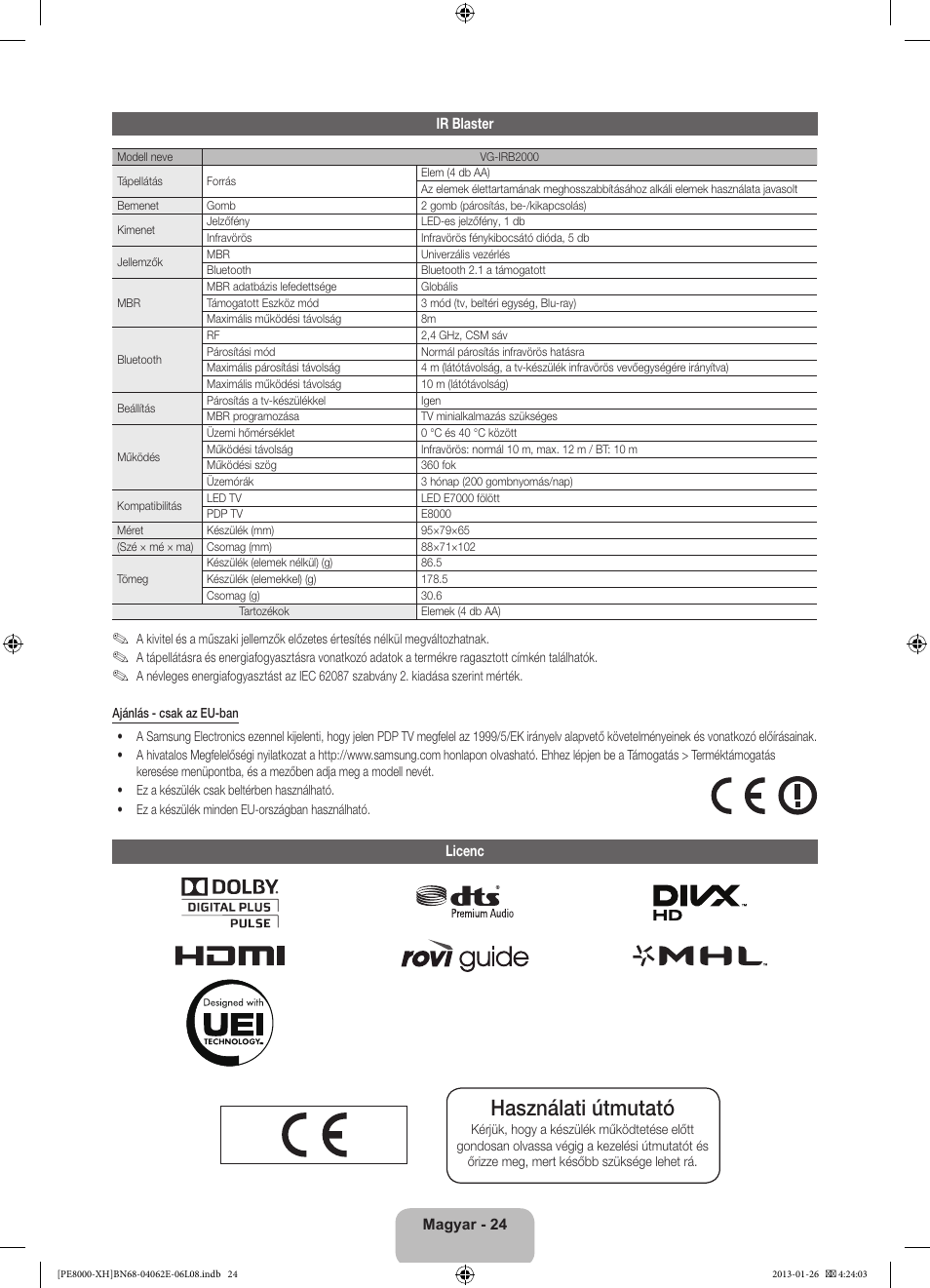 Használati útmutató | Samsung PS51D8000FS User Manual | Page 47 / 185