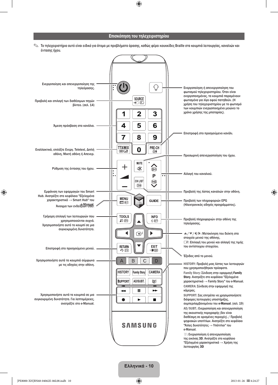 Επισκόπηση του τηλεχειριστηρίου | Samsung PS51D8000FS User Manual | Page 79 / 185