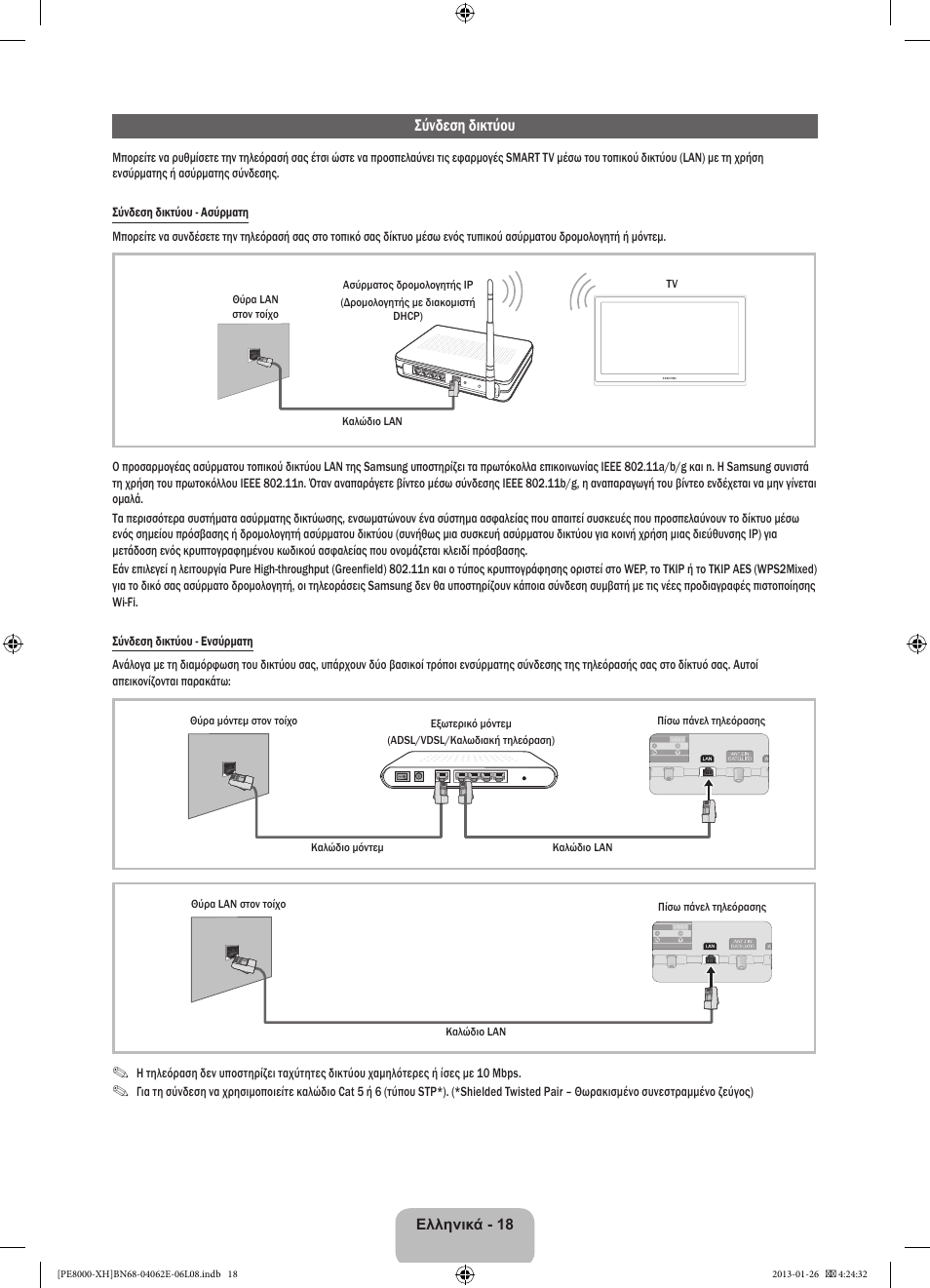 Σύνδεση δικτύου | Samsung PS51D8000FS User Manual | Page 87 / 185