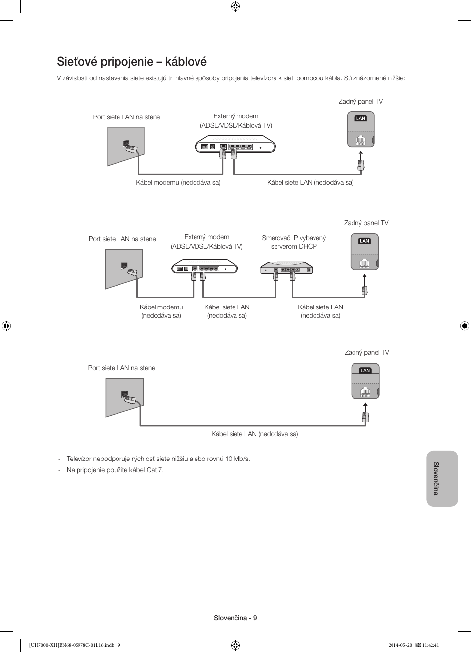 Sieťové pripojenie – káblové | Samsung UE60H7000ST User Manual | Page 163 / 353