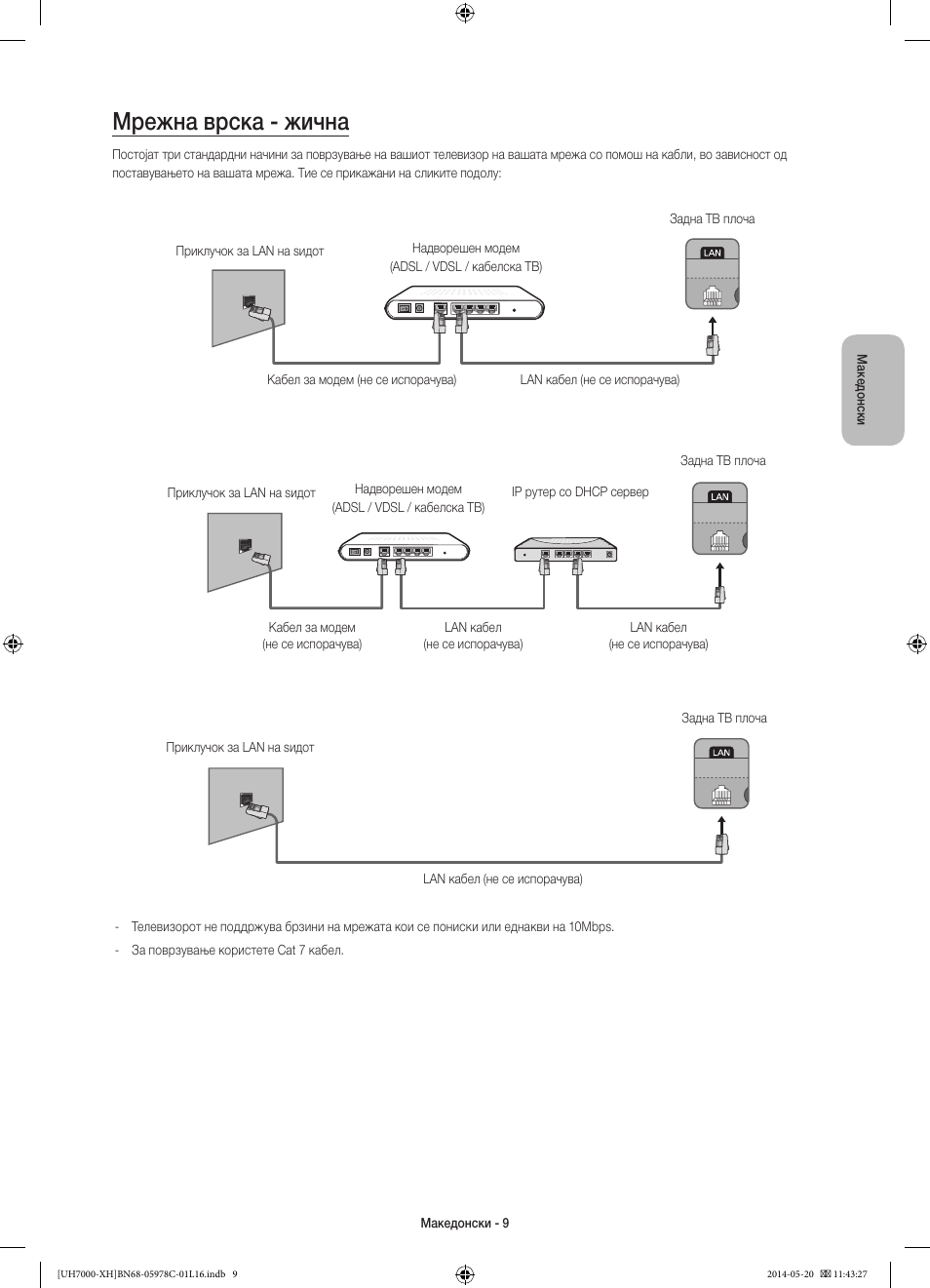 Мрежна врска - жична | Samsung UE60H7000ST User Manual | Page 251 / 353