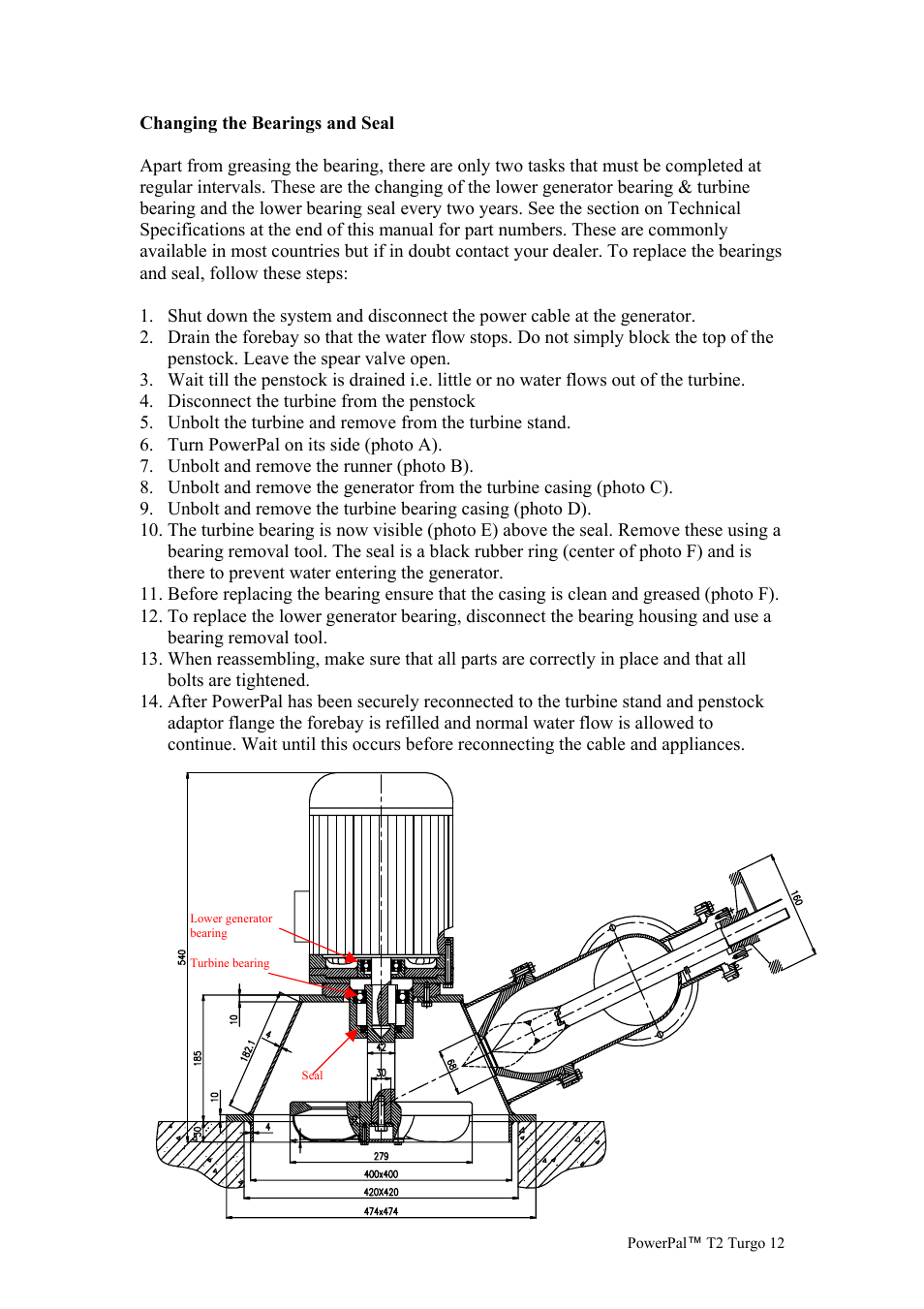 Changing the bearings and seal | Asian Phoenix Resources POWERPAL MHG-T2 User Manual | Page 12 / 17