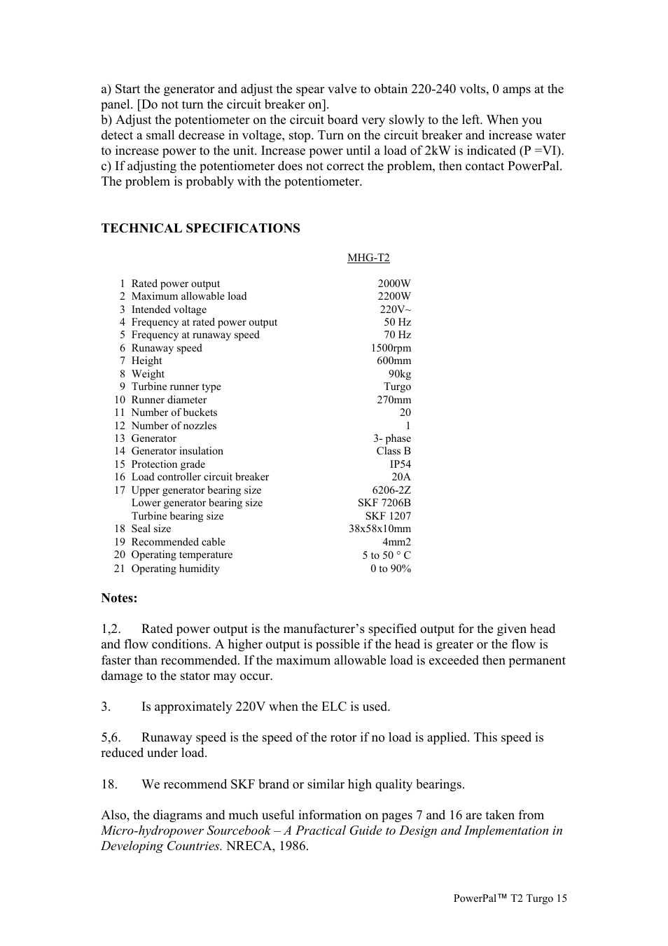 Technical specifications | Asian Phoenix Resources POWERPAL MHG-T2 User Manual | Page 15 / 17