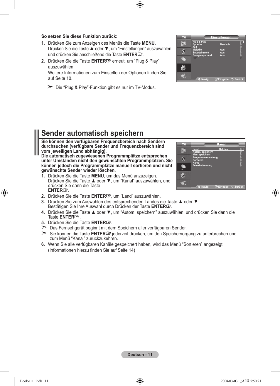Sender automatisch speichern | Samsung LE32A450C2 User Manual | Page 101 / 533
