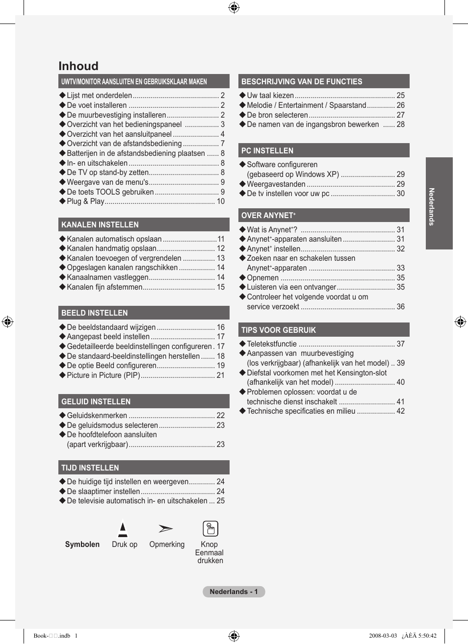 Inhoud | Samsung LE32A450C2 User Manual | Page 135 / 533
