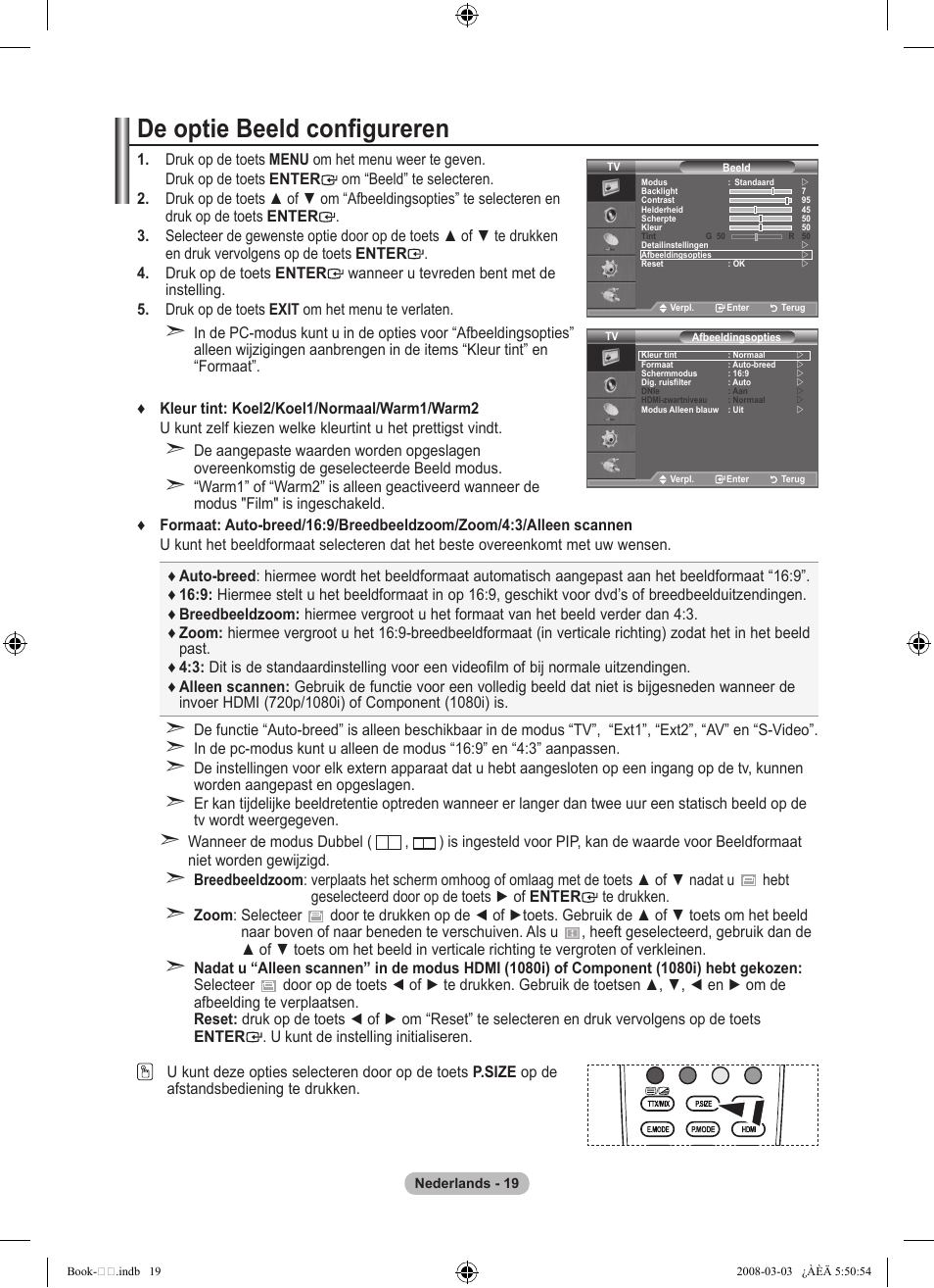 De optie beeld configureren | Samsung LE32A450C2 User Manual | Page 153 / 533