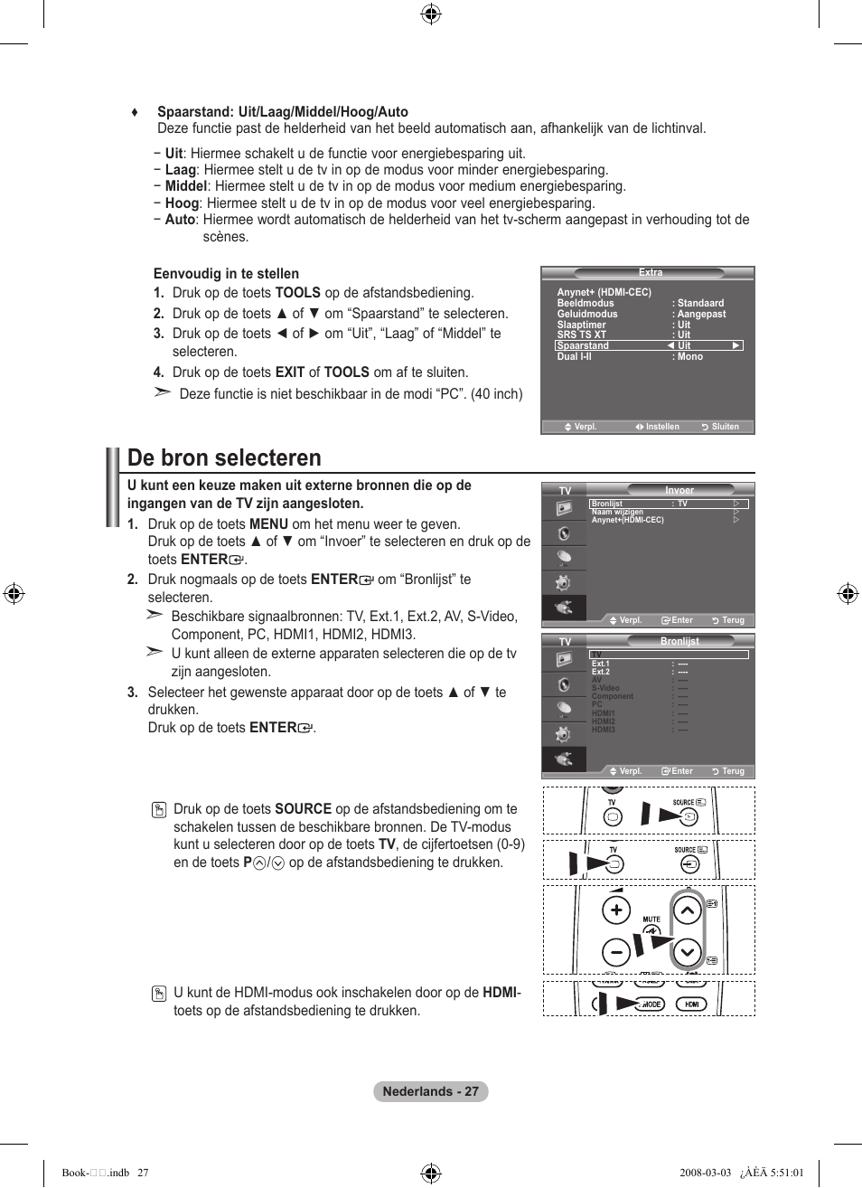 De bron selecteren | Samsung LE32A450C2 User Manual | Page 161 / 533