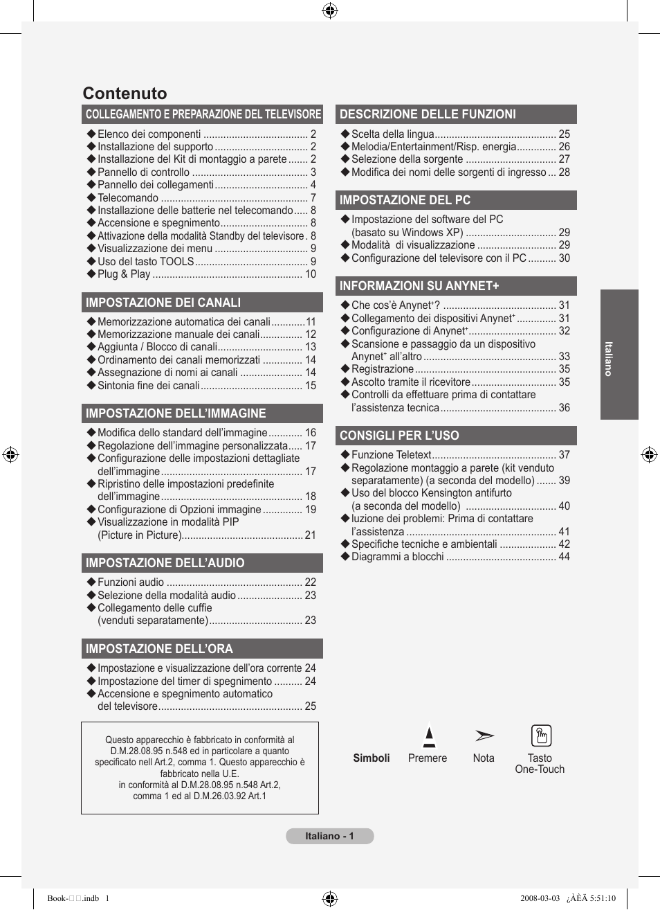 Contenuto | Samsung LE32A450C2 User Manual | Page 179 / 533