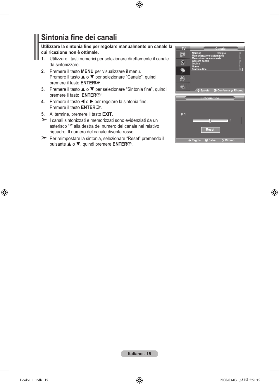 Sintonia fine dei canali | Samsung LE32A450C2 User Manual | Page 193 / 533