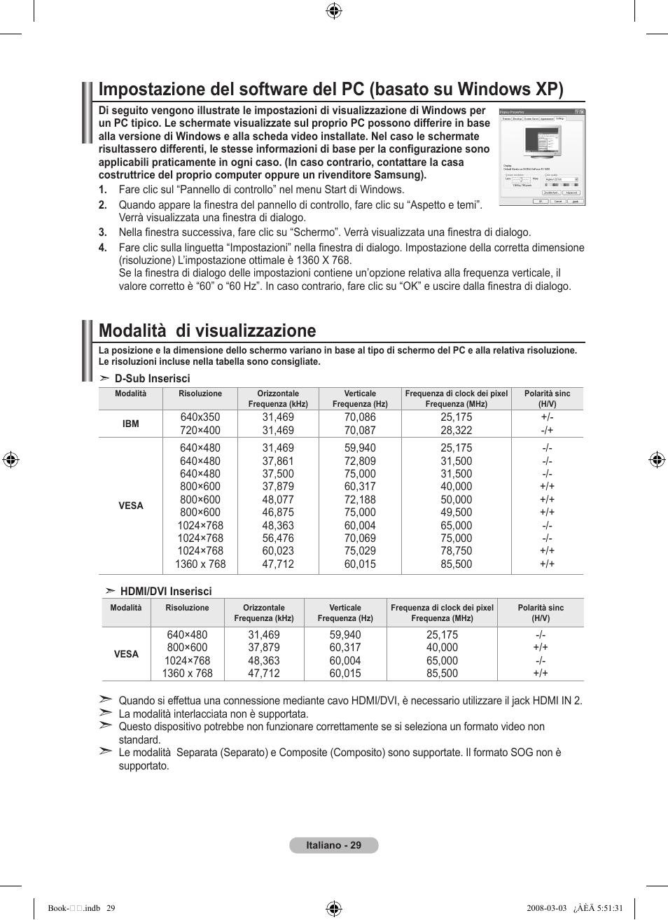 Modalità di visualizzazione | Samsung LE32A450C2 User Manual | Page 207 / 533