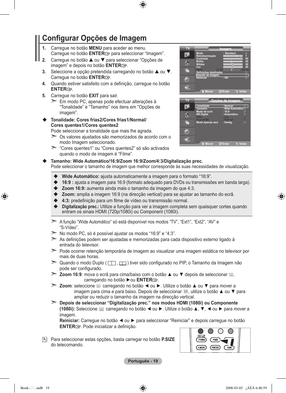 Configurar opções de imagem | Samsung LE32A450C2 User Manual | Page 287 / 533