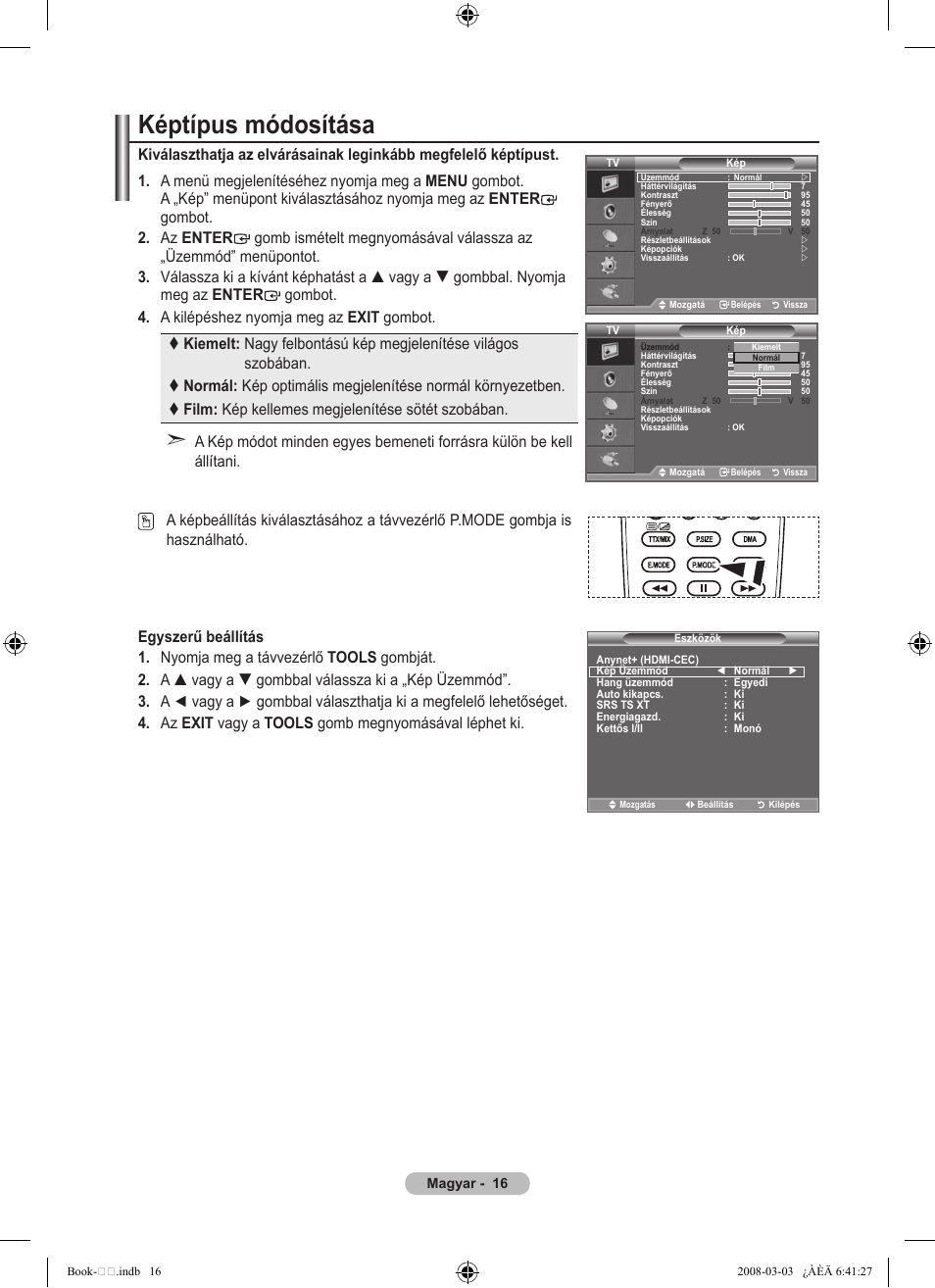 Képtípus módosítása | Samsung LE32A450C2 User Manual | Page 328 / 533