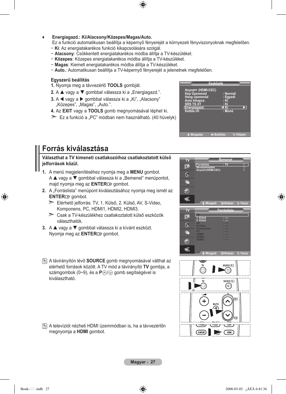 Forrás kiválasztása | Samsung LE32A450C2 User Manual | Page 339 / 533