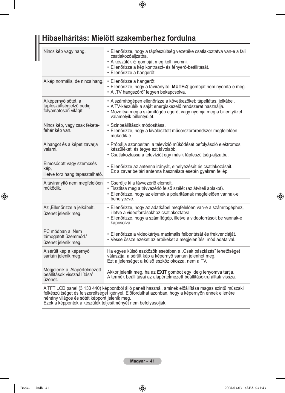 Hibaelhárítás: mielőtt szakemberhez fordulna | Samsung LE32A450C2 User Manual | Page 353 / 533