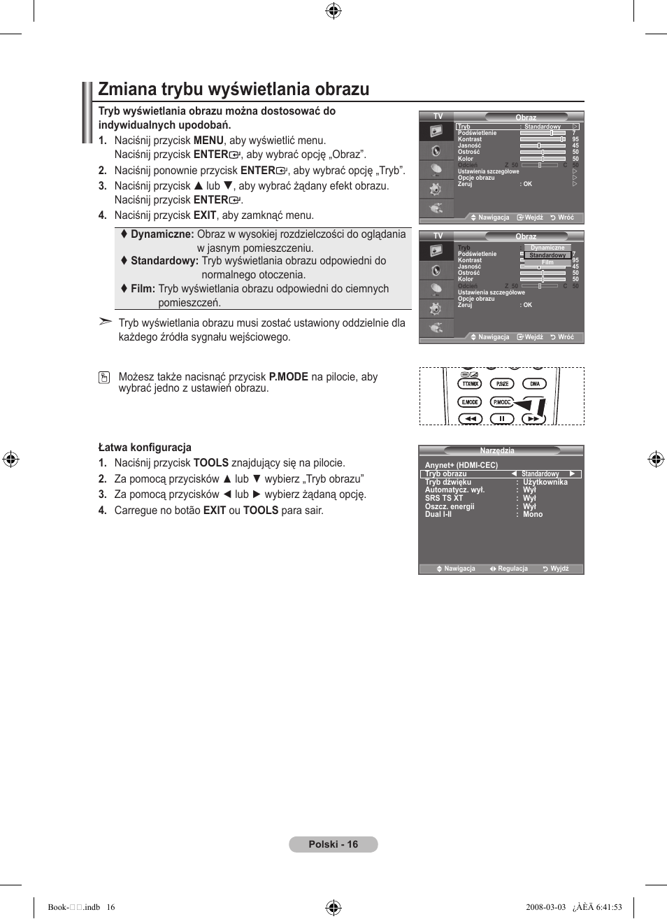 Zmiana trybu wyświetlania obrazu | Samsung LE32A450C2 User Manual | Page 372 / 533