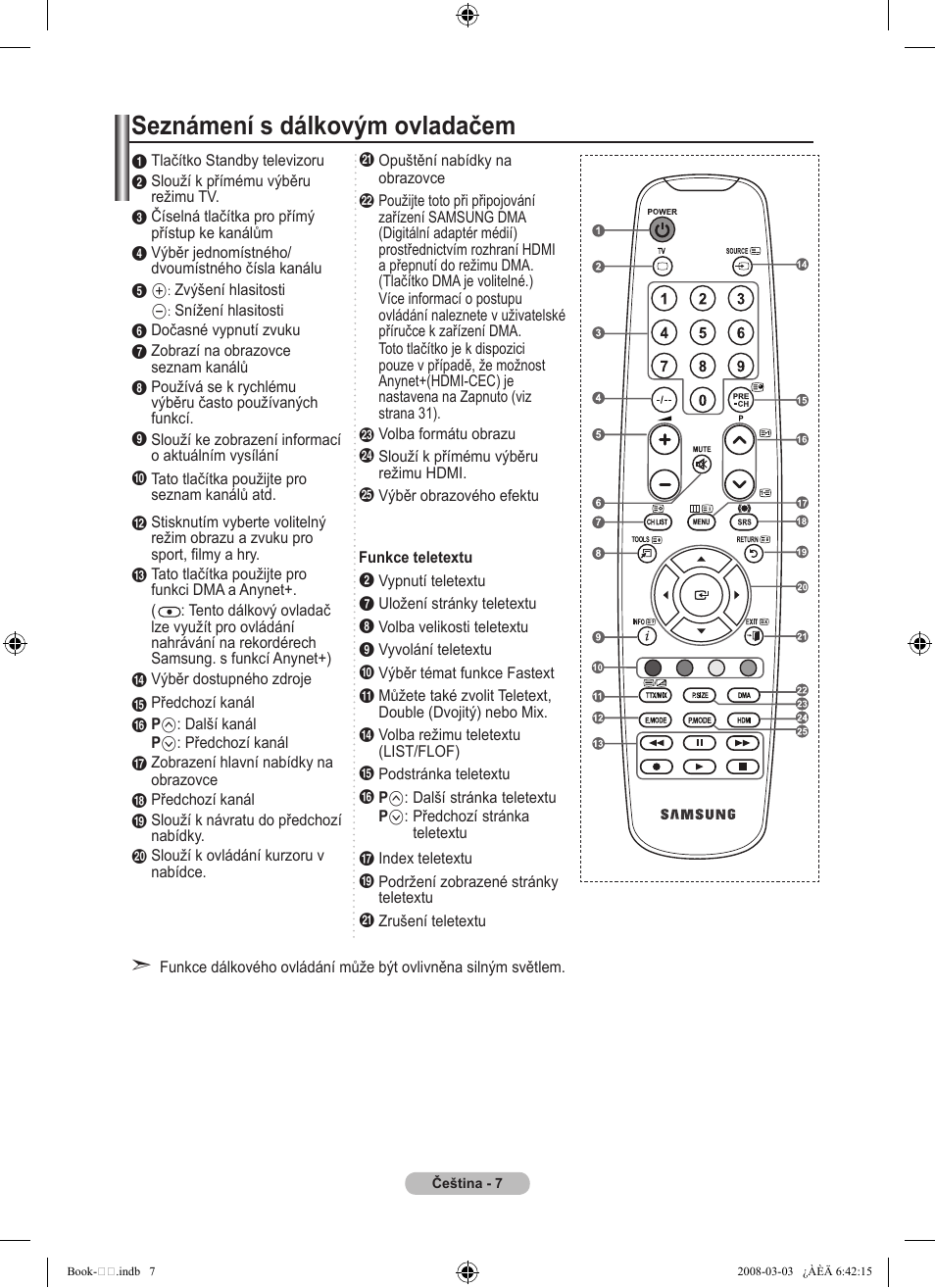 Seznámení s dálkovým ovladačem | Samsung LE32A450C2 User Manual | Page 407 / 533