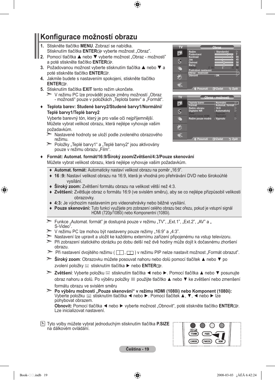 Konfigurace možností obrazu | Samsung LE32A450C2 User Manual | Page 419 / 533