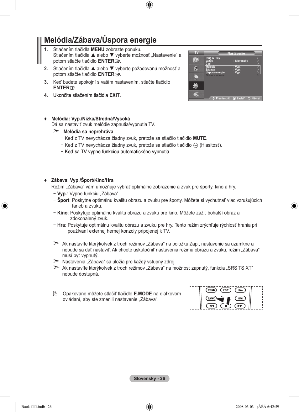 Melódia/zábava/úspora energie | Samsung LE32A450C2 User Manual | Page 470 / 533