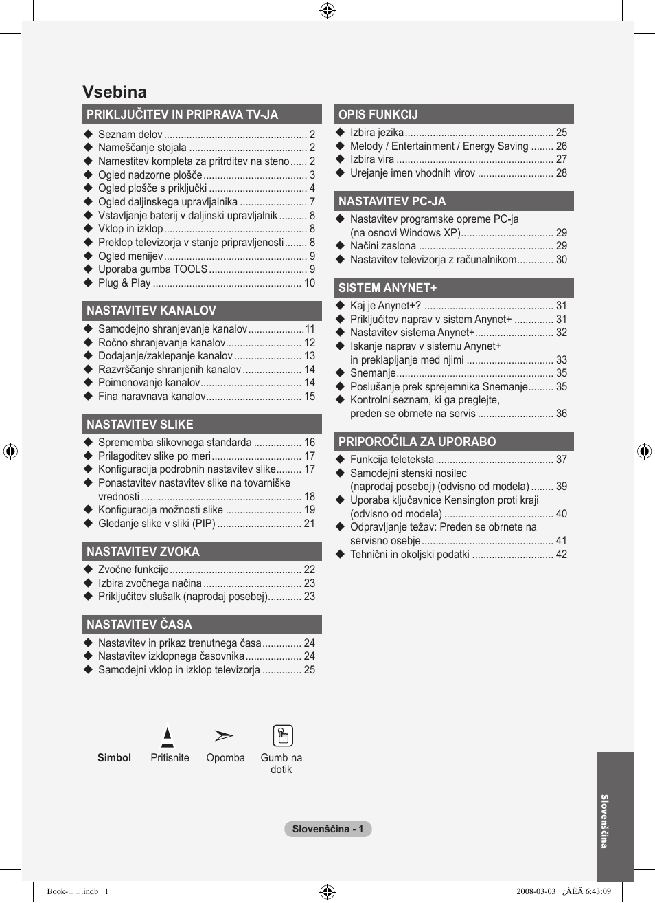 Vsebina | Samsung LE32A450C2 User Manual | Page 489 / 533