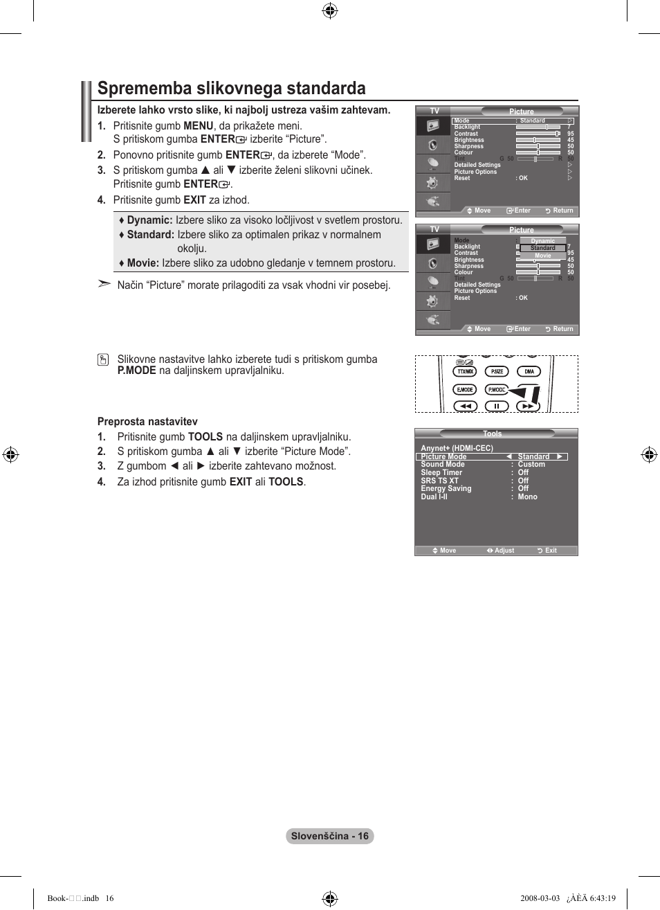 Sprememba slikovnega standarda | Samsung LE32A450C2 User Manual | Page 504 / 533