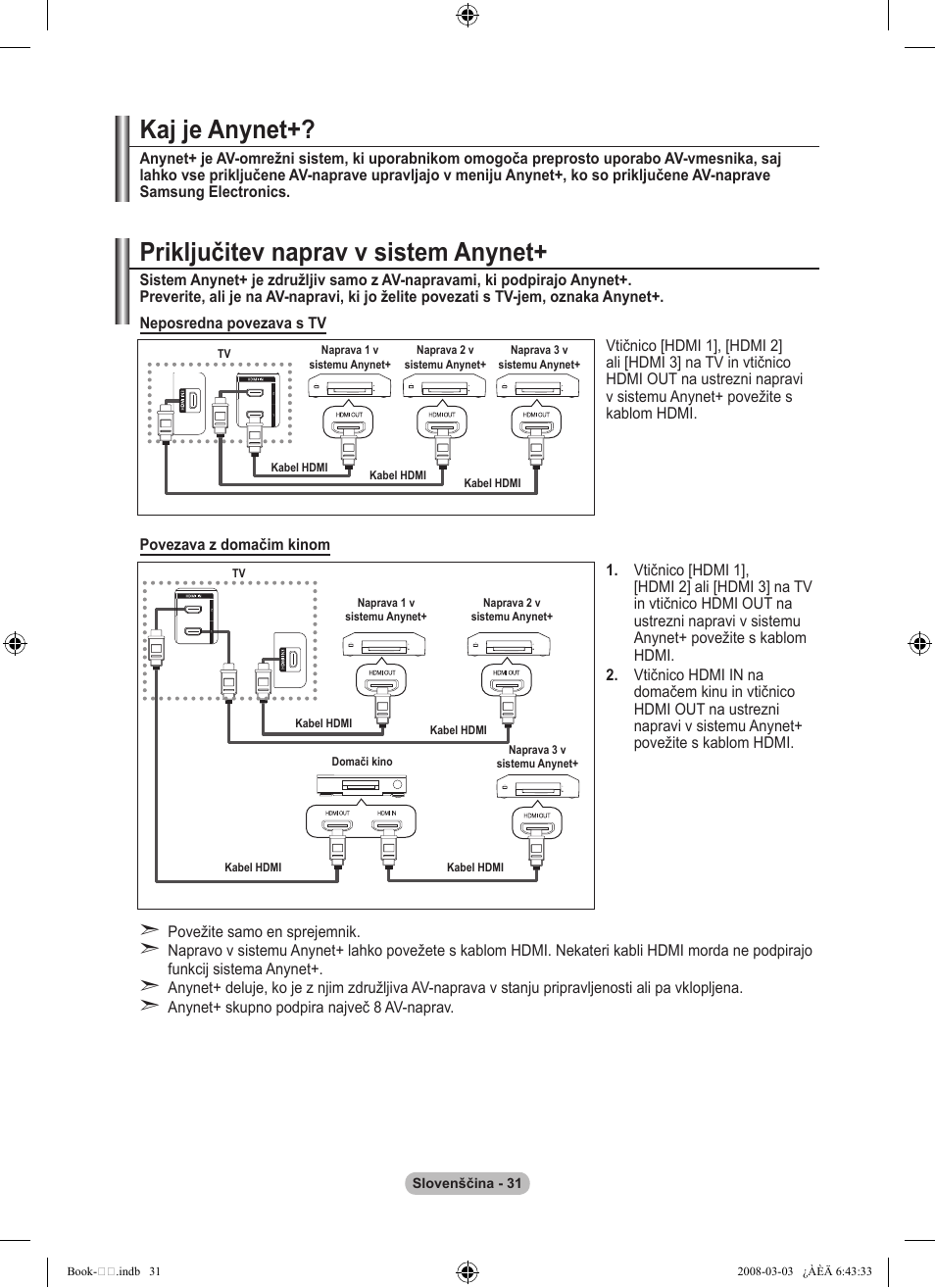 Kaj je anynet, Priključitev naprav v sistem anynet | Samsung LE32A450C2 User Manual | Page 519 / 533