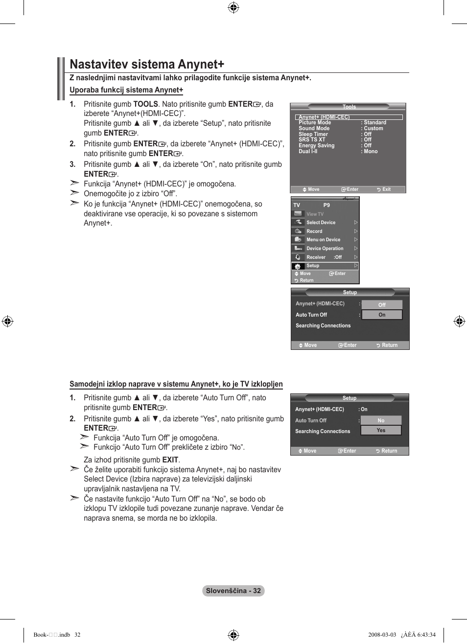 Nastavitev sistema anynet | Samsung LE32A450C2 User Manual | Page 520 / 533