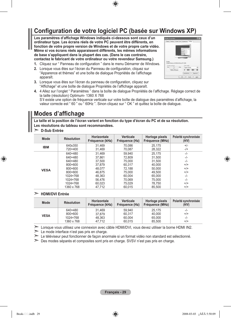 Modes d’affichage | Samsung LE32A450C2 User Manual | Page 75 / 533