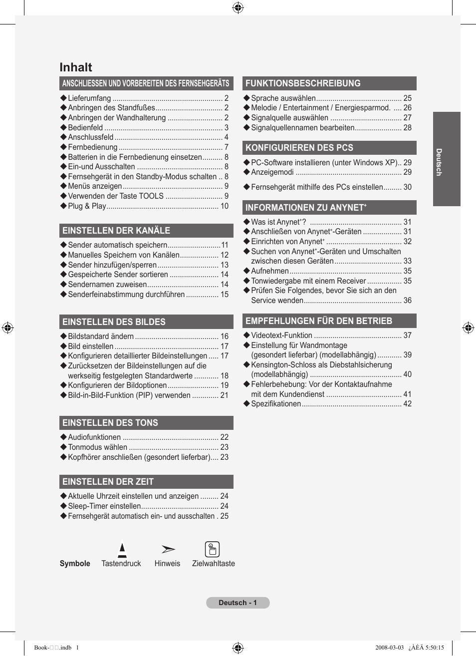 Inhalt | Samsung LE32A450C2 User Manual | Page 91 / 533