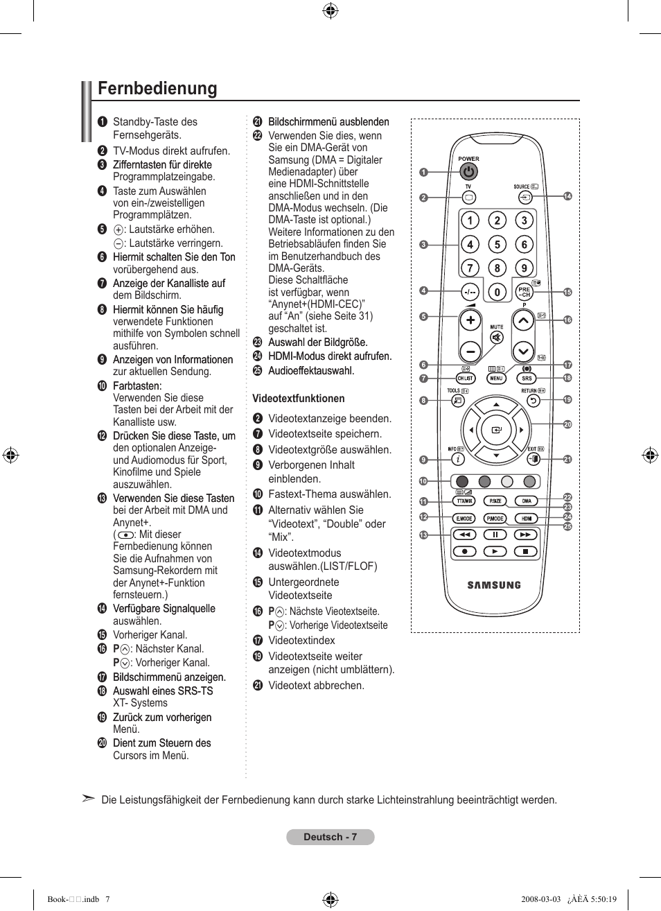 Fernbedienung | Samsung LE32A450C2 User Manual | Page 97 / 533