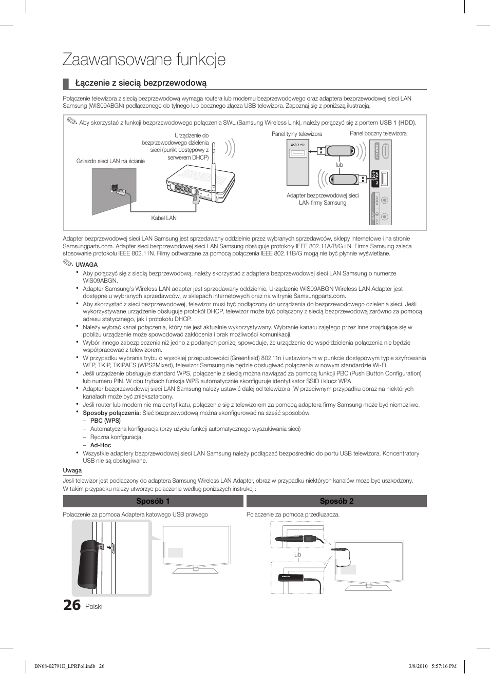 Zaawansowane funkcje | Samsung LE46C570J1S User Manual | Page 124 / 491
