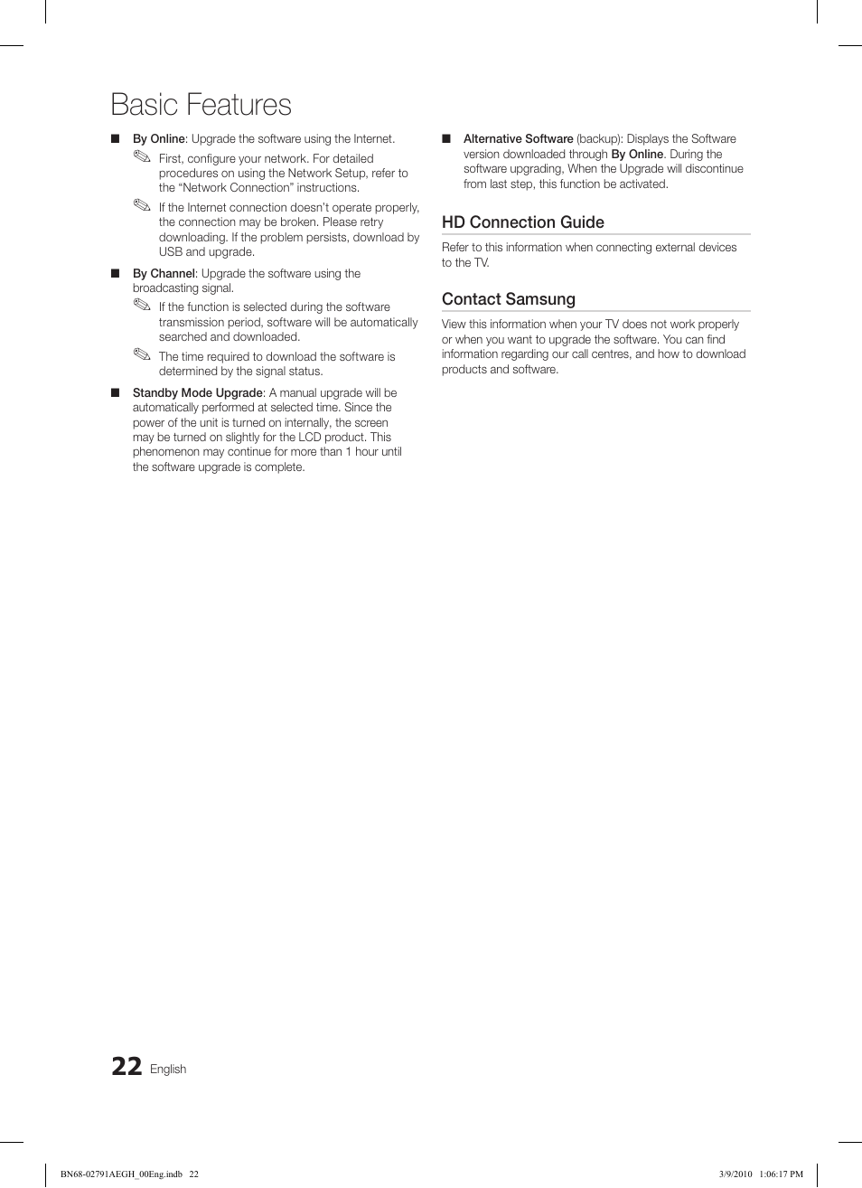 Basic features | Samsung LE46C570J1S User Manual | Page 22 / 491