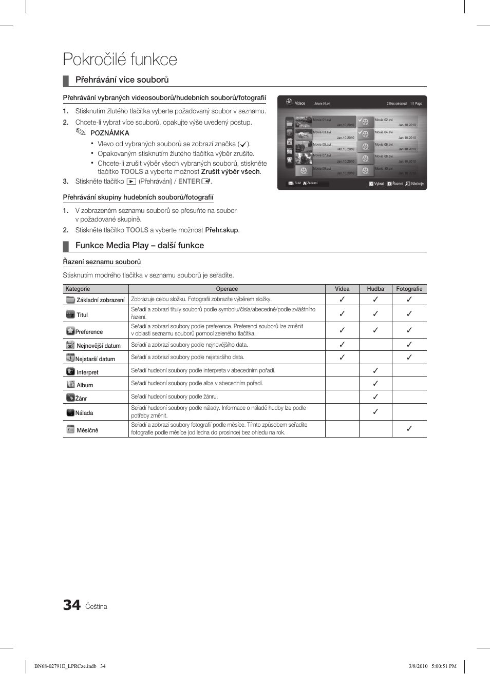 Pokročilé funkce, Přehrávání více souborů, Funkce media play – další funkce | Samsung LE46C570J1S User Manual | Page 328 / 491