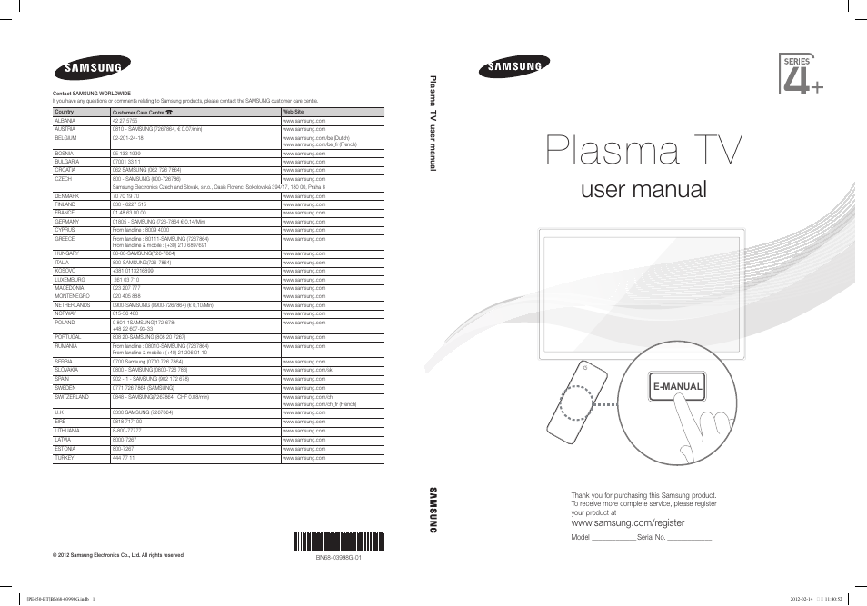 Samsung PS51E450A1W User Manual | 109 pages