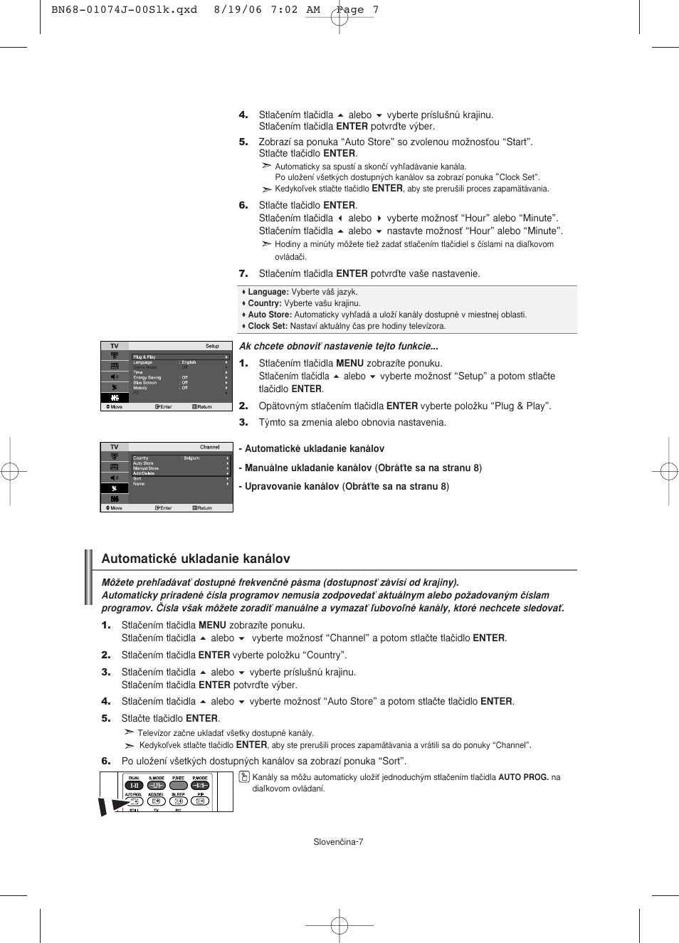 Automatické ukladanie kanálov | Samsung LE23R71W User Manual | Page 114 / 171