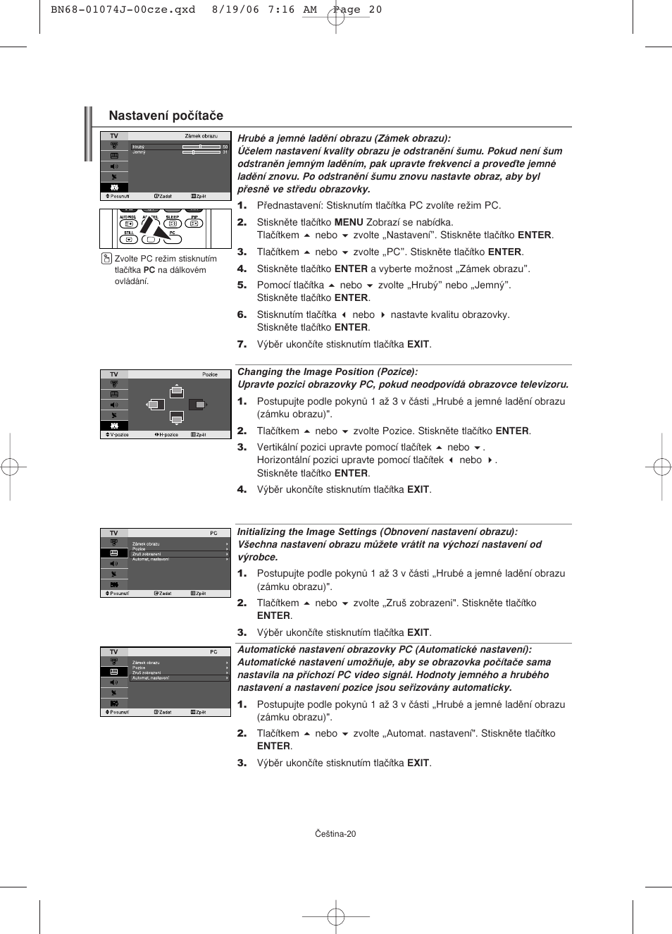 Nastavení poãítaãe | Samsung LE23R71W User Manual | Page 169 / 171