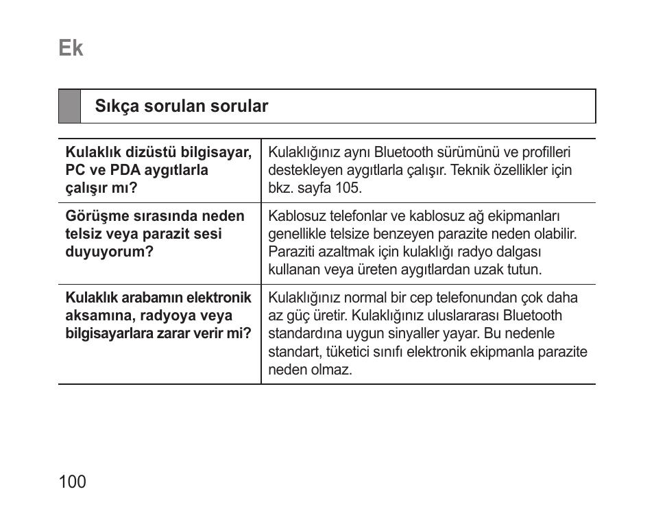 Sıkça sorulan sorular | Samsung BHM3100 User Manual | Page 102 / 161