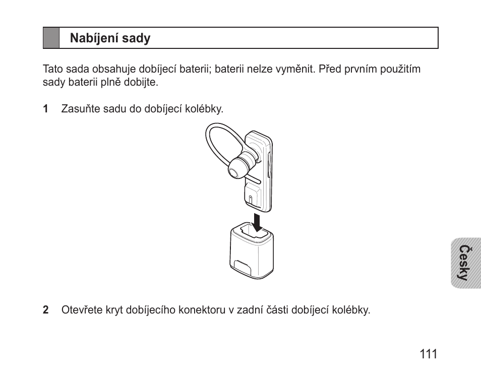 Nabíjení sady | Samsung BHM3100 User Manual | Page 113 / 161