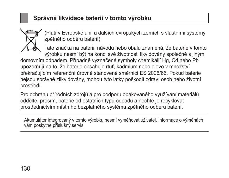 Správná likvidace baterií v tomto výrobku | Samsung BHM3100 User Manual | Page 132 / 161