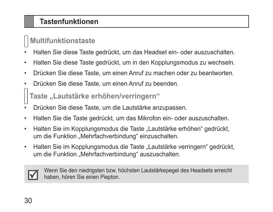 Tastenfunktionen | Samsung BHM3100 User Manual | Page 32 / 161