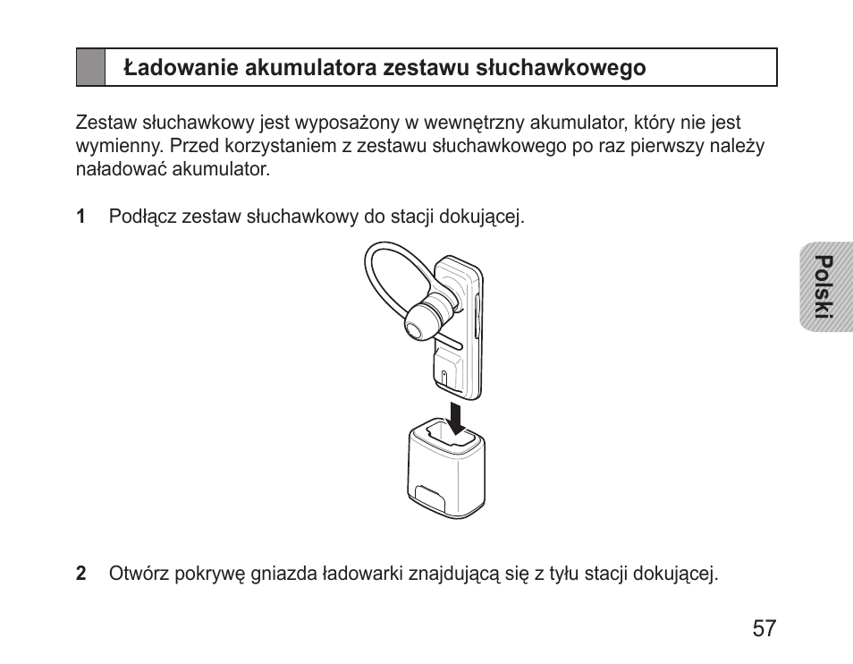 Ładowanie akumulatora zestawu słuchawkowego | Samsung BHM3100 User Manual | Page 59 / 161