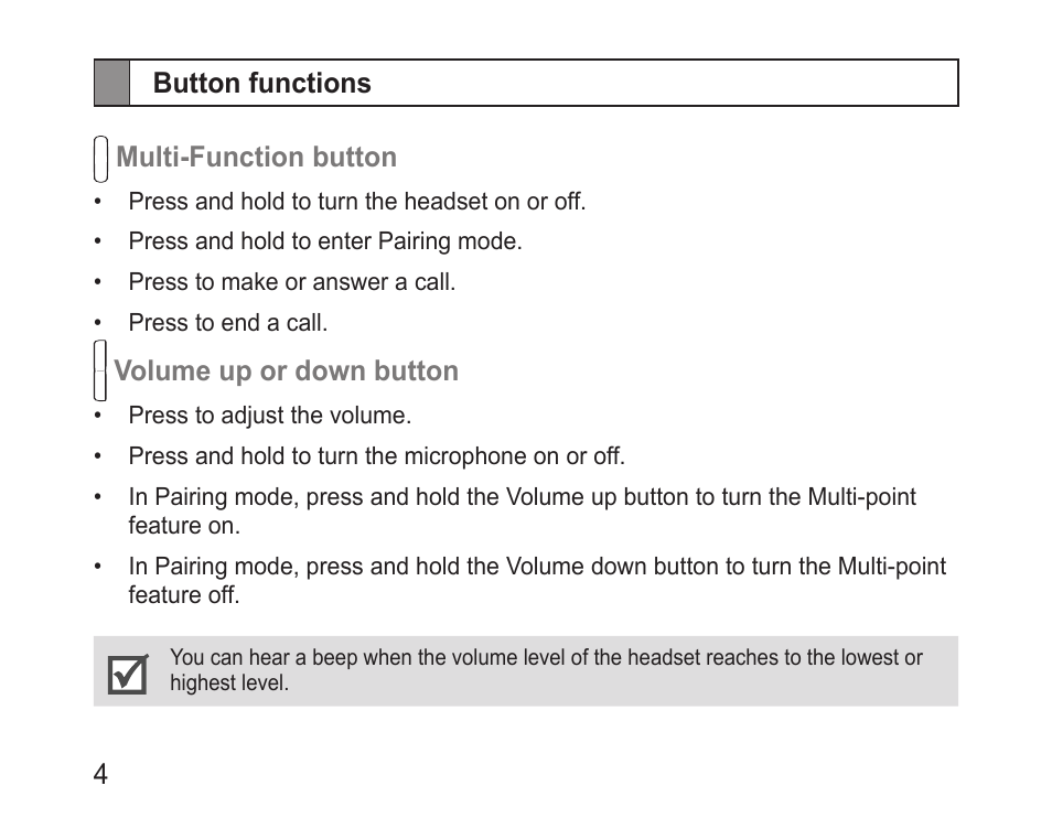 Button functions | Samsung BHM3100 User Manual | Page 6 / 161