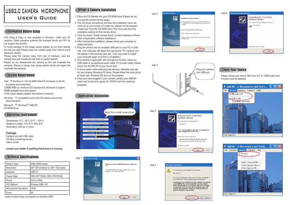 ABL electronic USB 2.0 Camera Microphone none User Manual | 2 pages