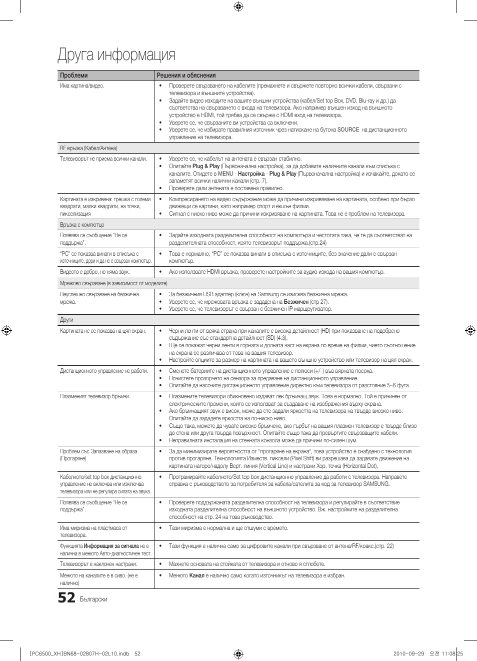 Друга информация | Samsung PS50C6500TW User Manual | Page 272 / 551