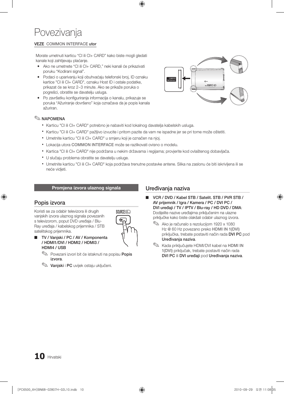 Povezivanja | Samsung PS50C6500TW User Manual | Page 285 / 551