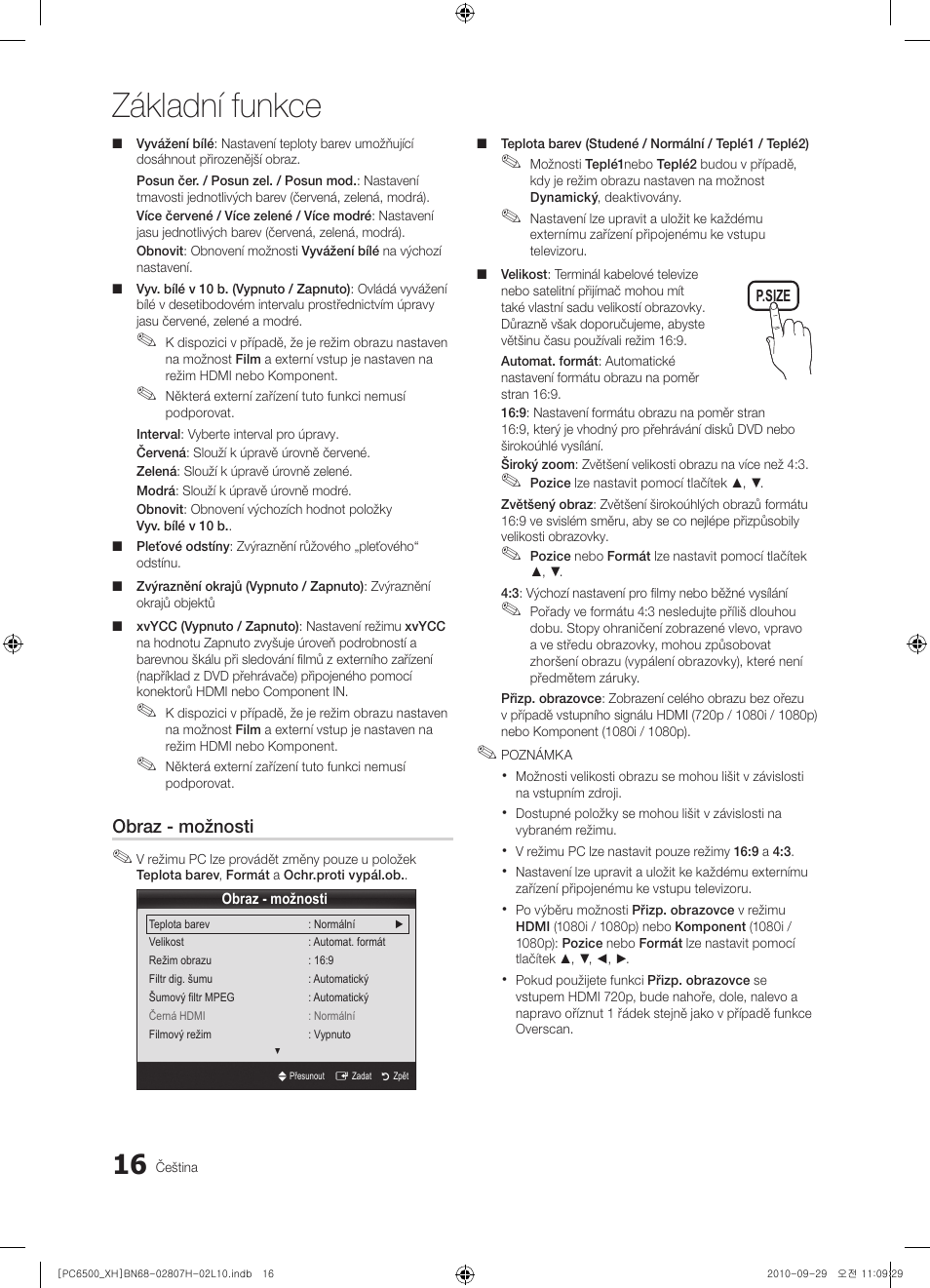 Základní funkce | Samsung PS50C6500TW User Manual | Page 346 / 551