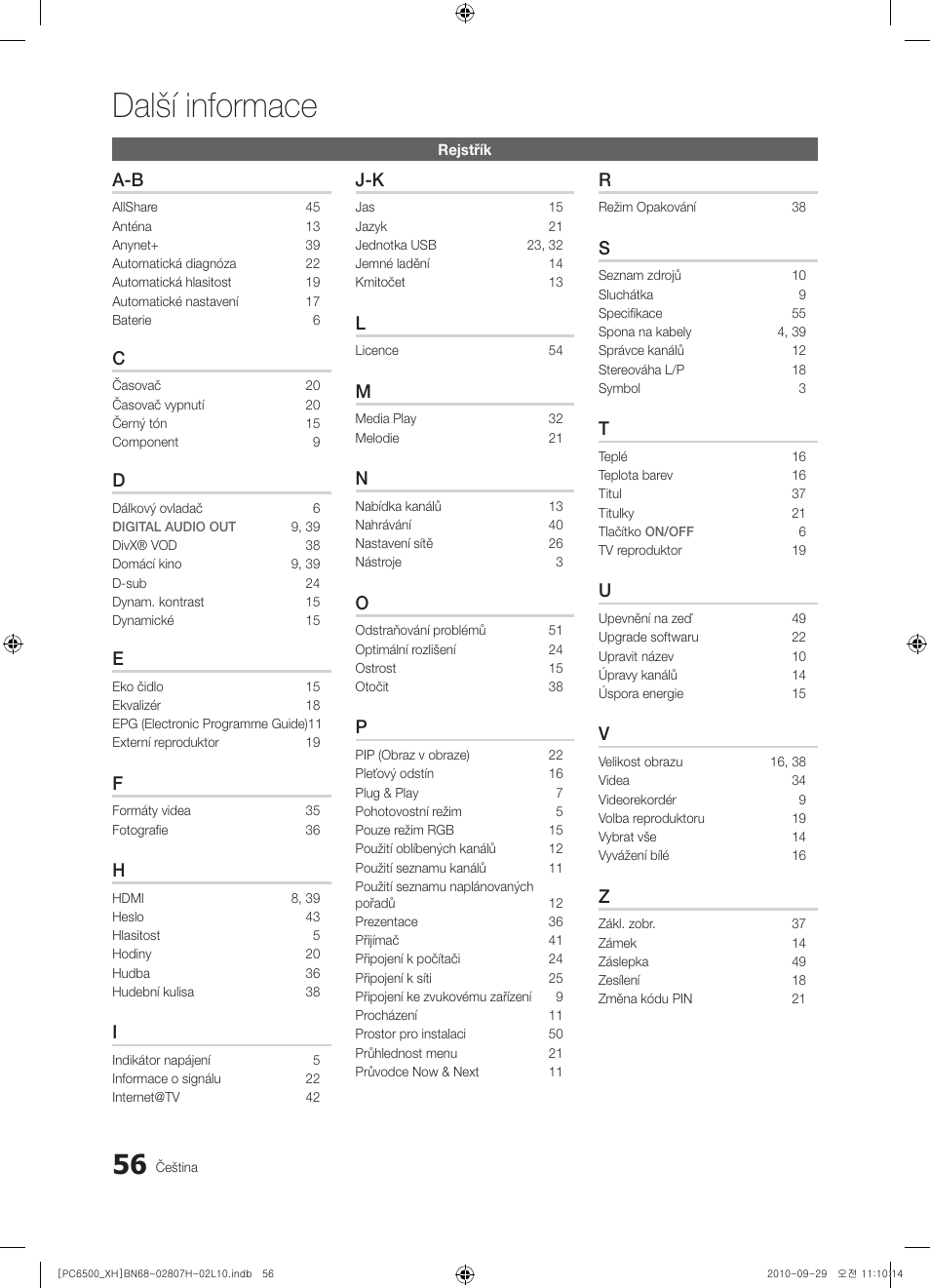 Další informace | Samsung PS50C6500TW User Manual | Page 386 / 551