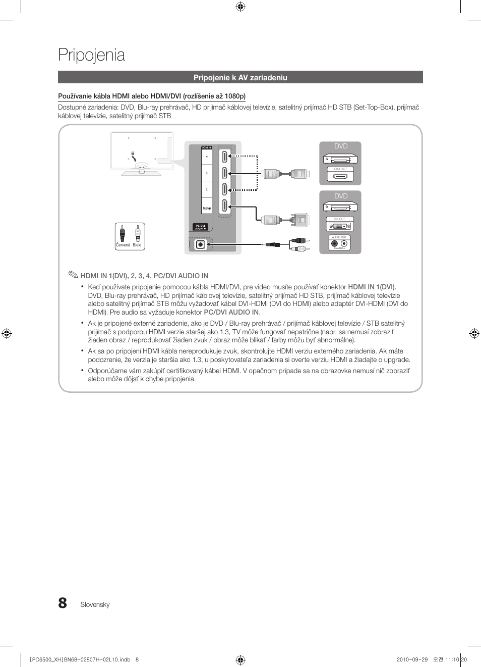 Pripojenia | Samsung PS50C6500TW User Manual | Page 393 / 551